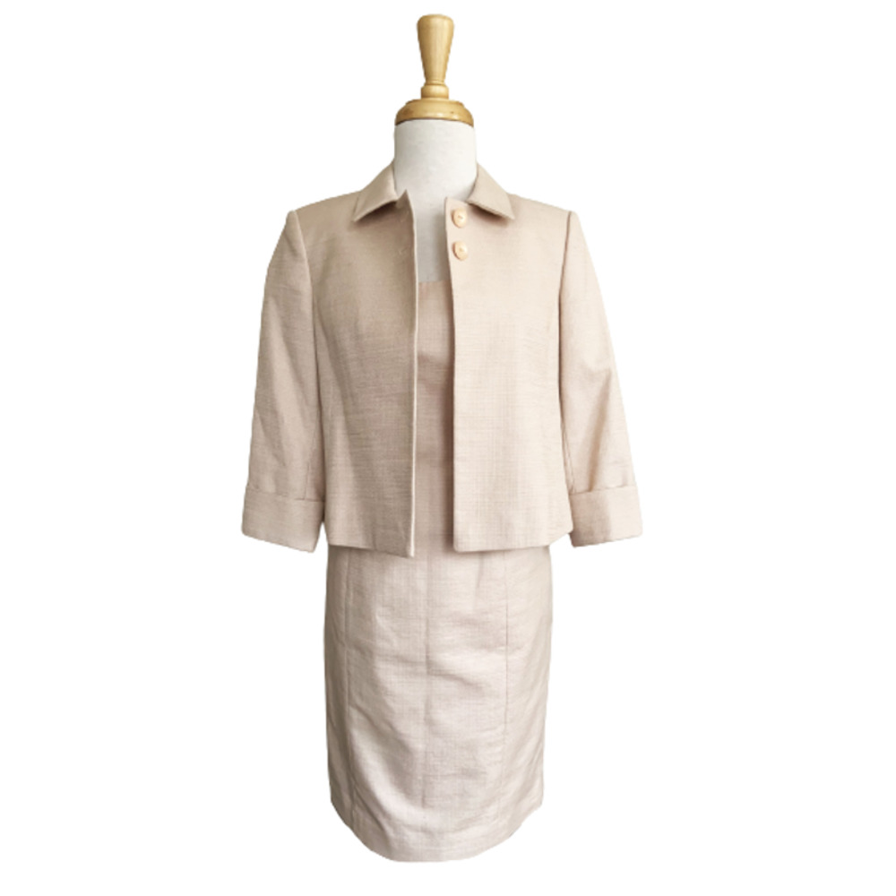 Calvin Klein Dress Blazer Coordinates Suit Set 100% Cotton Apricot Petite 2 NWD